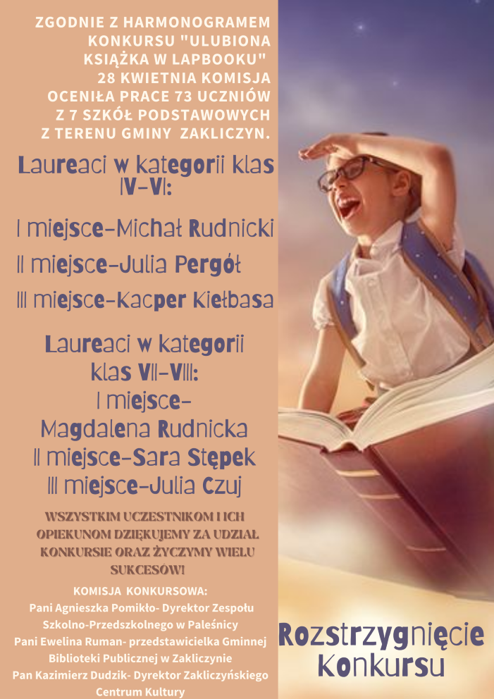 Wynik konkursu "Ulubiona książka w w lapbooku"
