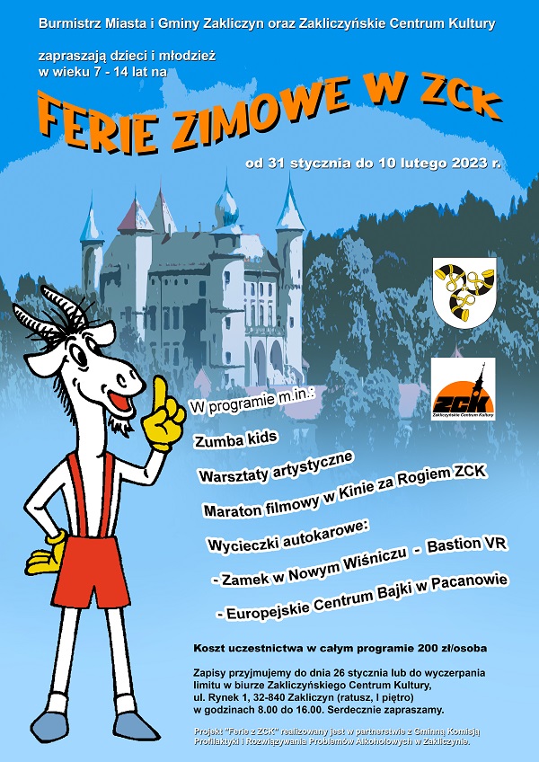 Rozpoczynamy zapisy na Ferie zimowe w ZCK
