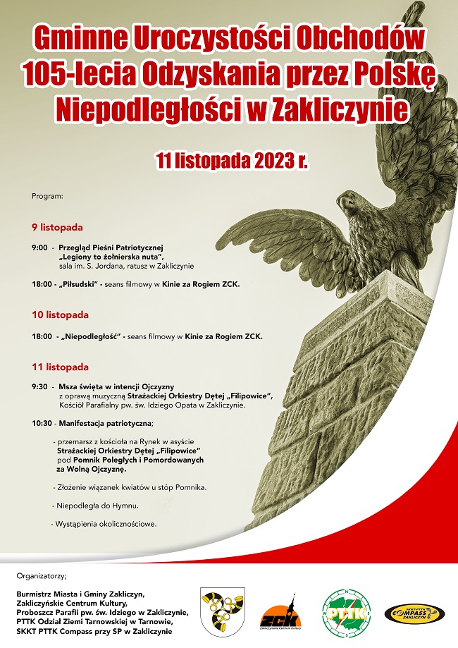Program gminnych obchodów 105 rocznicy Odzyskania przez Polskę Niepodległości 