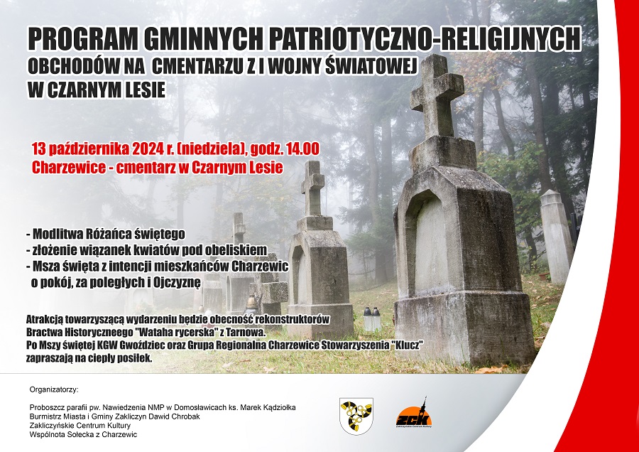 Zaproszenie na uroczystość patriotyczno – religijną do Charzewic 