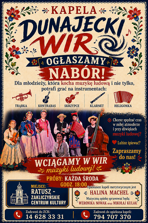 Ogłaszamy nabór do kapeli „DUNAJECKI WIR” 