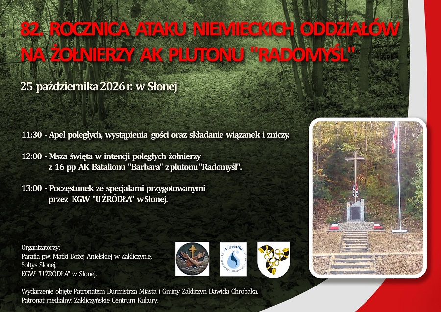 Zaproszenie na uroczystość patriotyczno – religijną do Słonej 